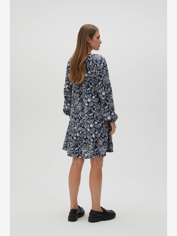 Moodo Бяла и синя дамска шарена рокля Moodo