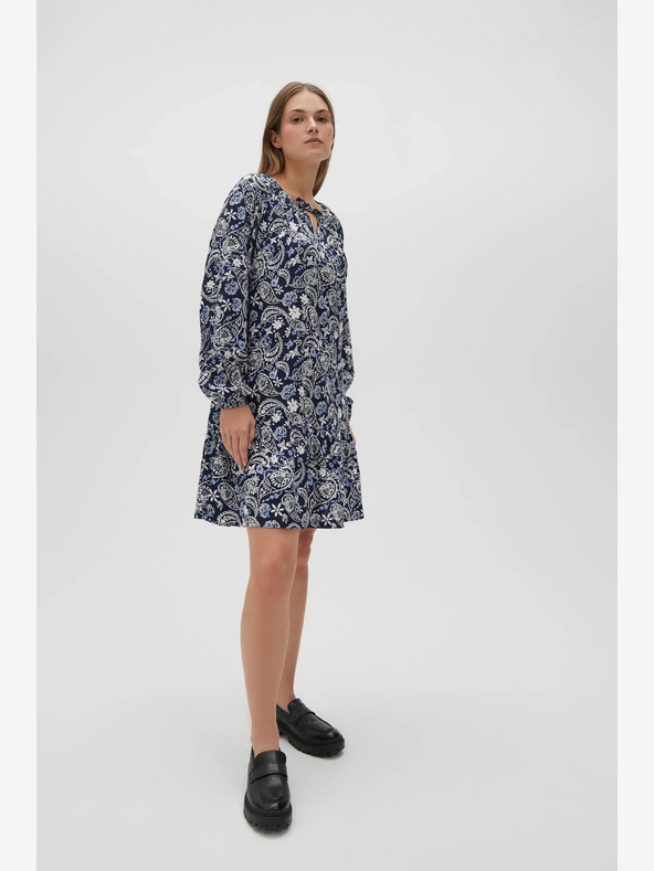 Moodo Бяла и синя дамска шарена рокля Moodo