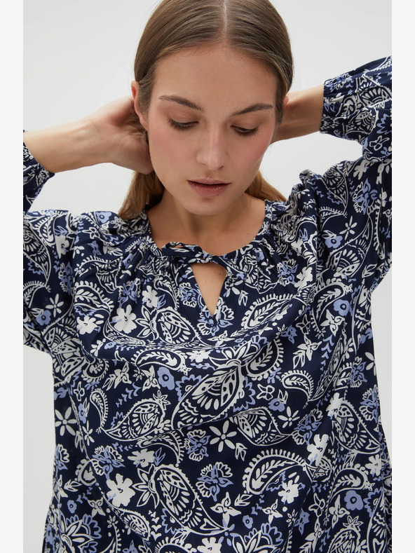 Moodo Бяла и синя дамска шарена рокля Moodo