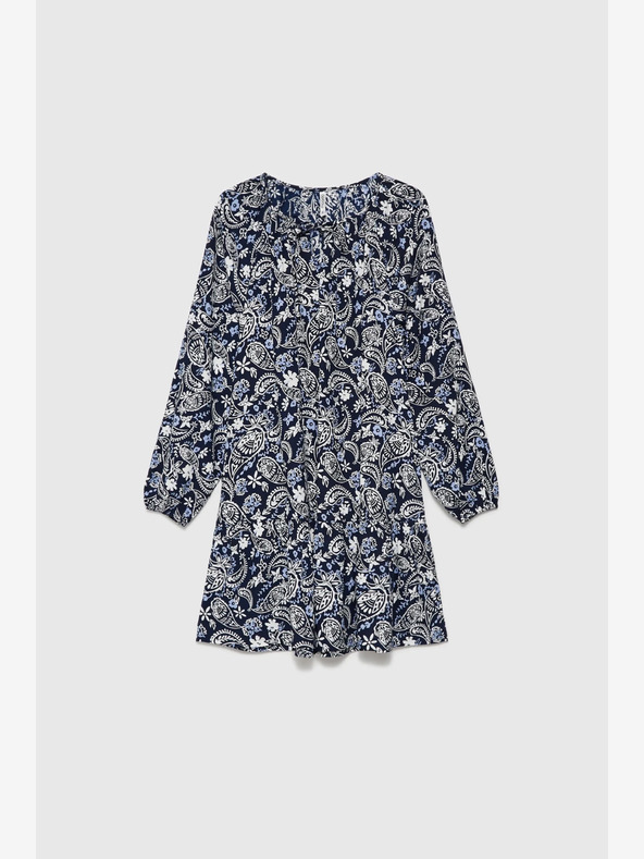 Moodo Бяла и синя дамска шарена рокля Moodo