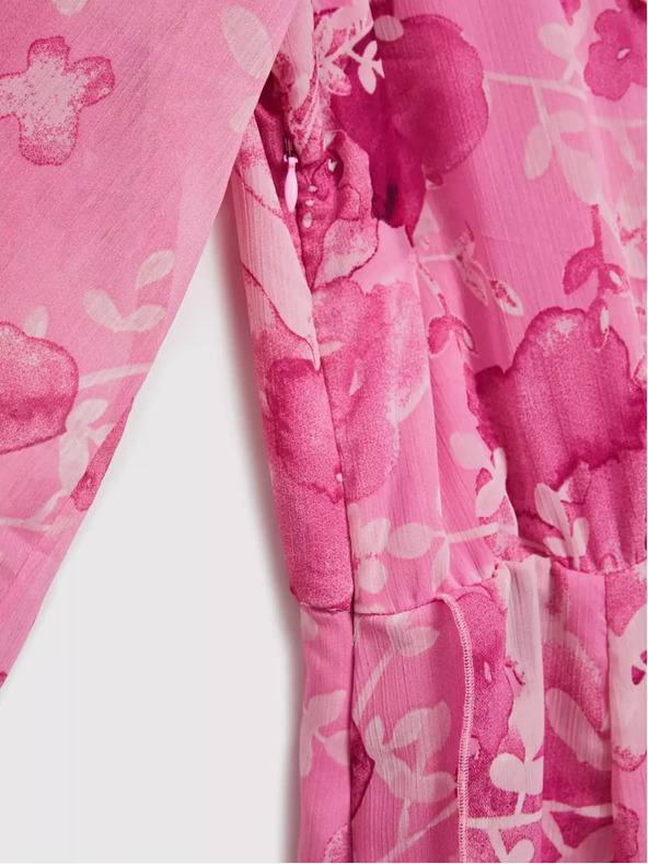 Moodo Розова флорална рокля с волани Moodo