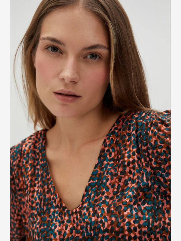 Moodo Оранжева и кафява дамска шарена рокля Moodo