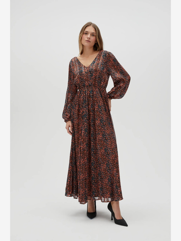 Moodo Оранжева и кафява дамска шарена рокля Moodo