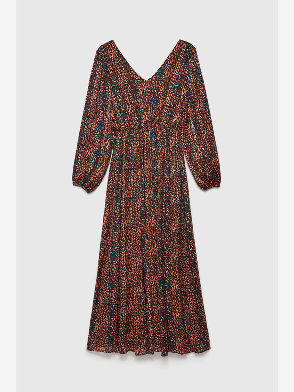 Moodo Оранжева и кафява дамска шарена рокля Moodo