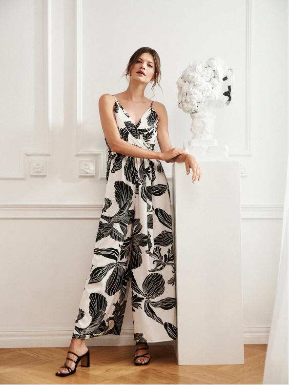 Moodo Черно-бял гащеризон с тропическа шарка Moodo