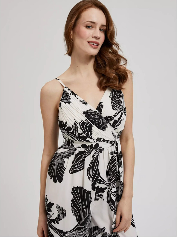 Moodo Черно-бял гащеризон с тропическа шарка Moodo