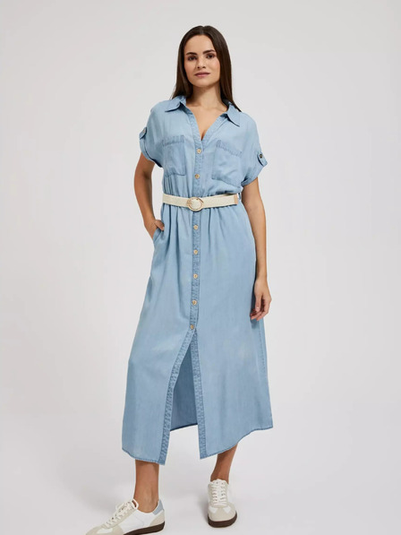 Moodo Синя миди рокля от лиоцел Moodo