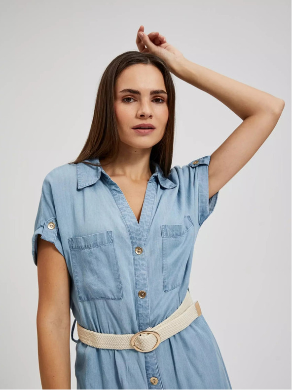 Moodo Синя миди рокля от лиоцел Moodo