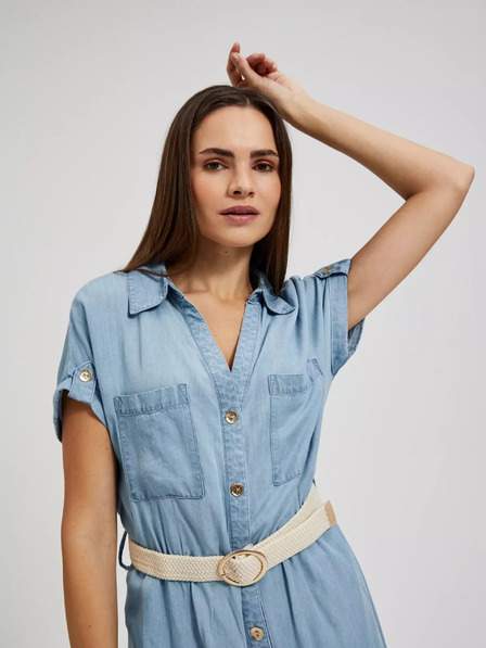 Moodo Синя миди рокля от лиоцел Moodo