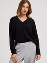 Moodo Черен пуловер с V-образно деколте и дълъг ръкав Moodo