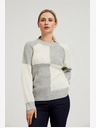 Moodo Дамски пуловер в бяло и сиво Moodo