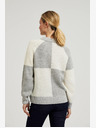 Moodo Дамски пуловер в бяло и сиво Moodo