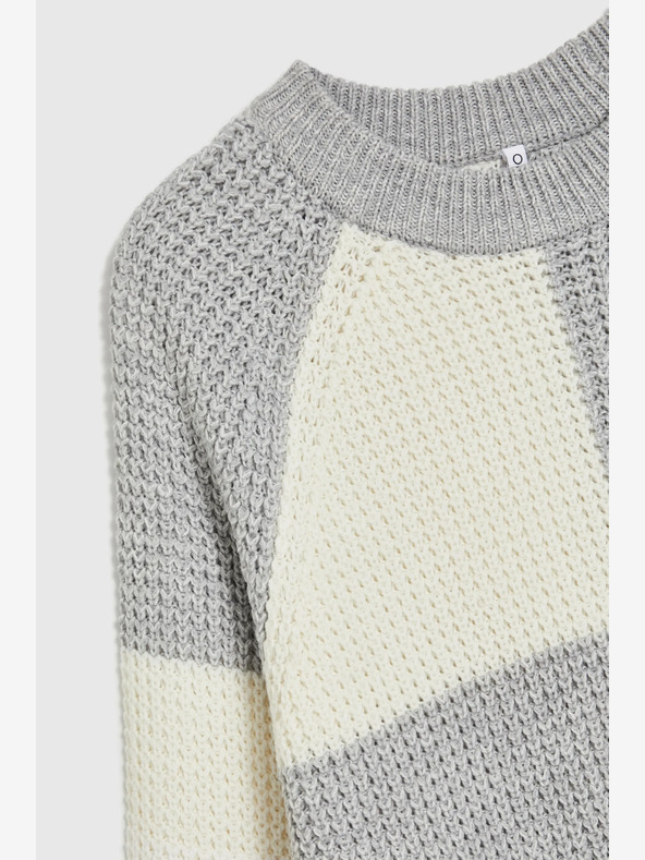 Moodo Дамски пуловер в бяло и сиво Moodo