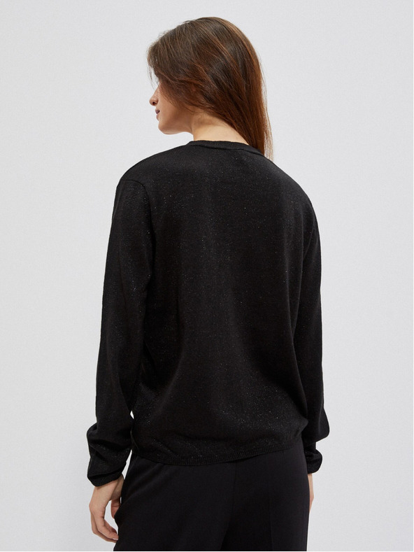 Moodo Черен дамски пуловер с V-образно деколте Moodo