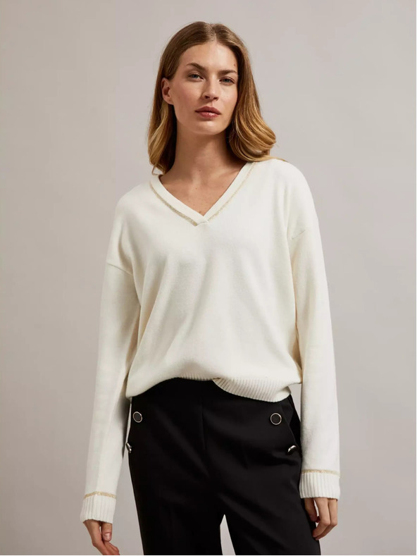 Moodo Дамски пуловер с метална нишка Moodo