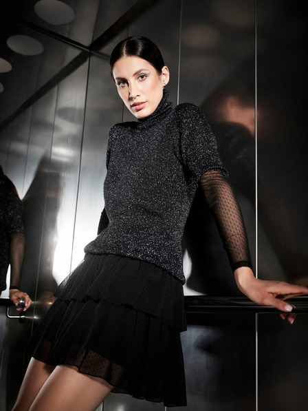 Moodo Черна дамска ролка с метална нишка Moodo