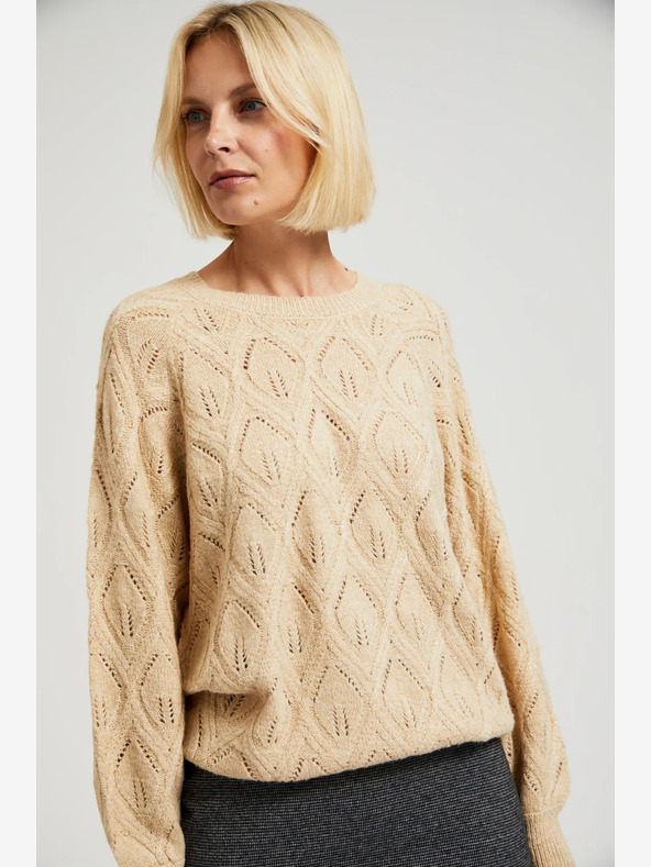 Moodo Бежов дамски пуловер Moodo