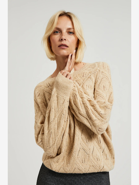 Moodo Бежов дамски пуловер Moodo
