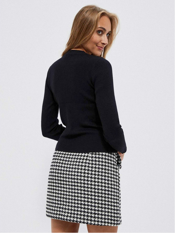 Moodo Черен дамски пуловер с перли Moodo