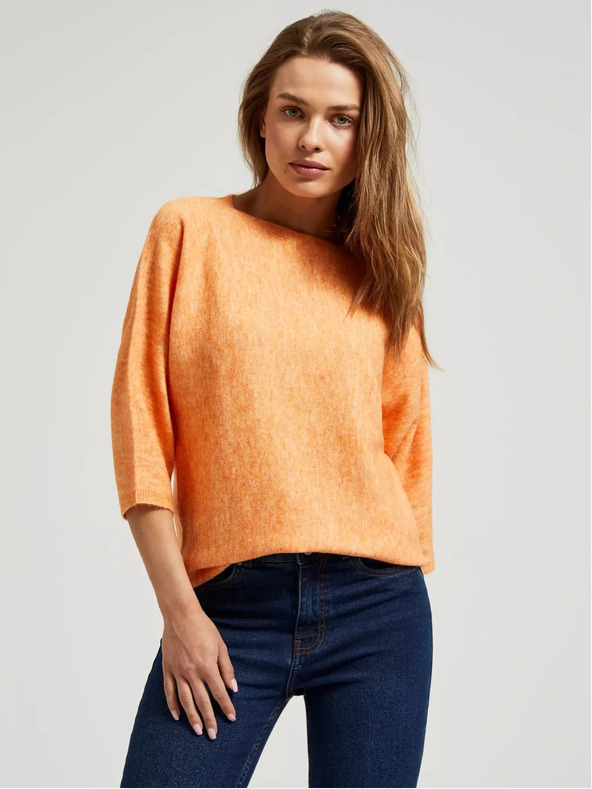 Moodo Оранжев пуловер с 3/4 ръкав Moodo