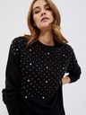 Moodo Черен дамски пуловер с мъниста Moodo