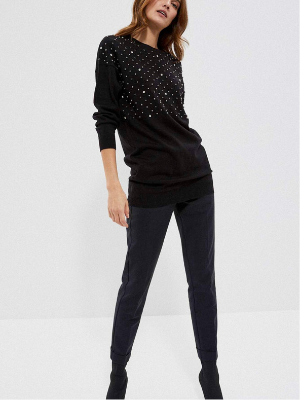 Moodo Черен дамски пуловер с мъниста Moodo