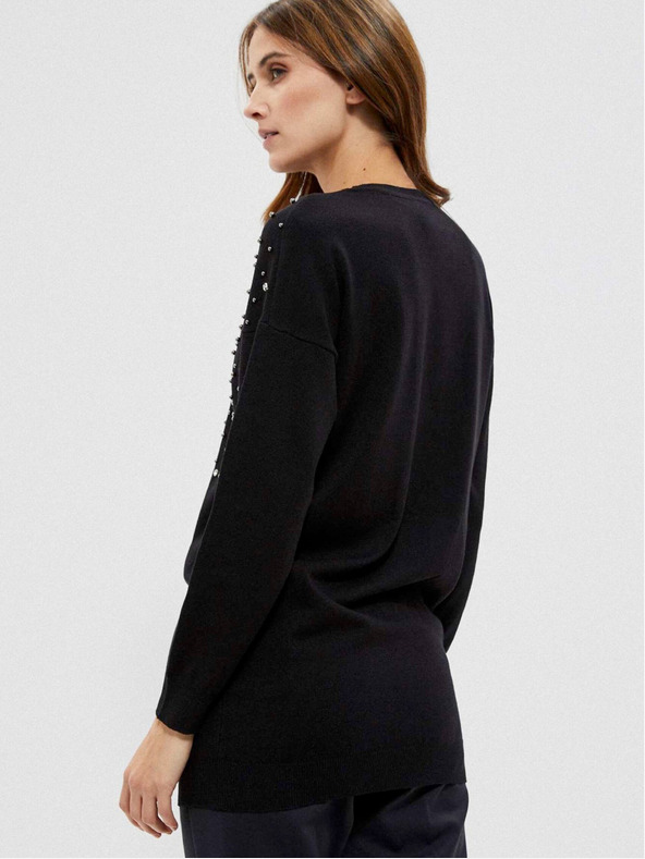 Moodo Черен дамски пуловер с мъниста Moodo