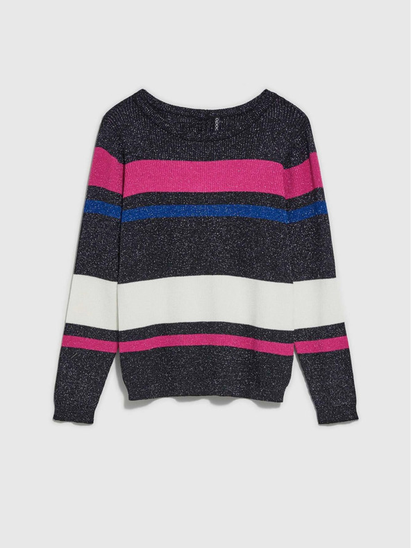 Moodo Черен дамски пуловер с метален черен конец Moodo