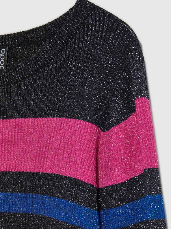 Moodo Черен дамски пуловер с метален черен конец Moodo