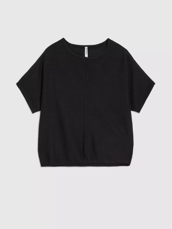 Moodo Черен овърсайз пуловер с къс ръкав Moodo