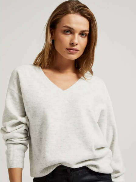 Moodo Дамски пуловер с V-образно деколте Moodo