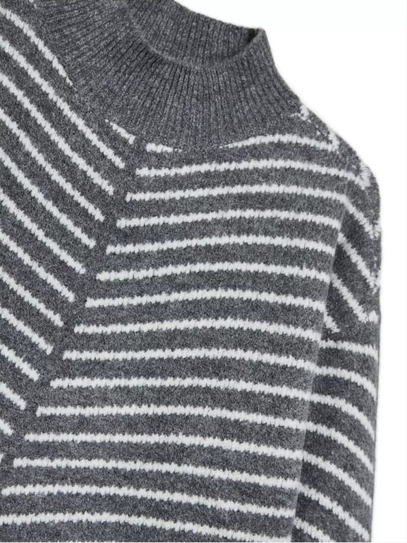 Moodo Сив пуловер с качулка и райета Moodo