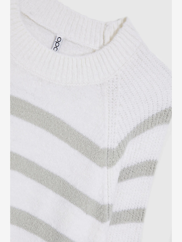 Moodo Бял пуловер на сиви райета Moodo