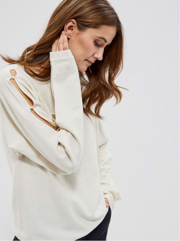 Moodo Кремав дамски пуловер Moodo