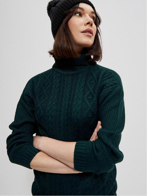 Moodo Тъмнозелен дамски пуловер Moodo