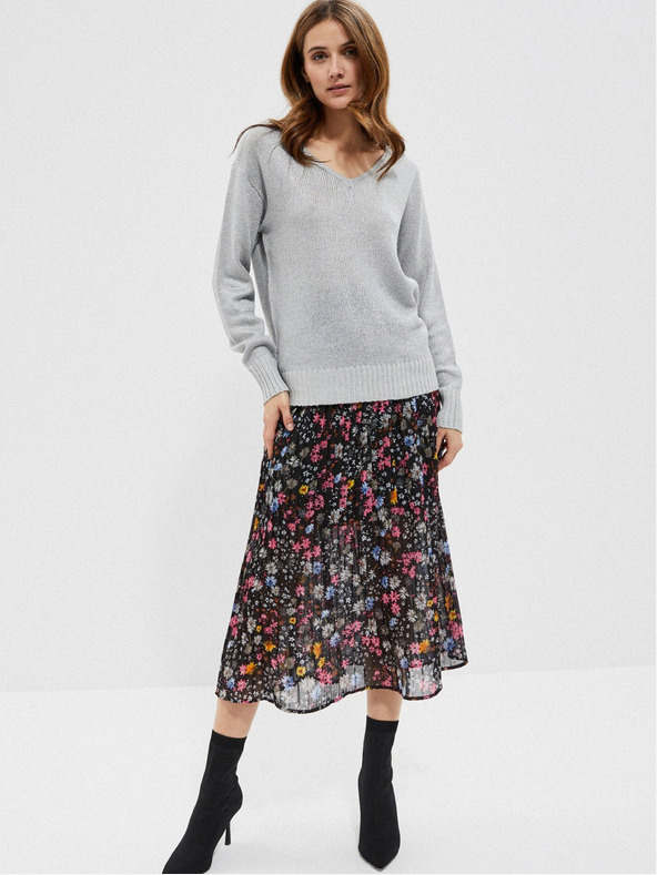 Moodo Сив дамски лъскав пуловер Moodo