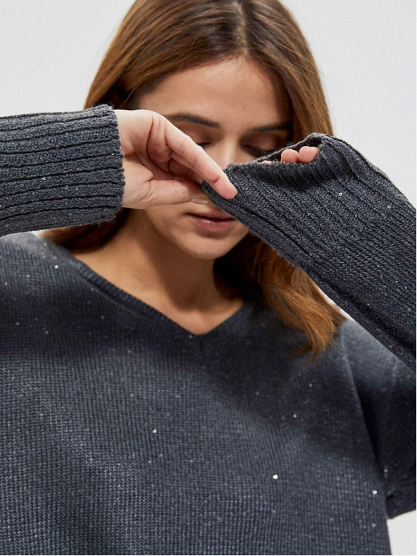 Moodo Сив дамски лъскав пуловер Moodo