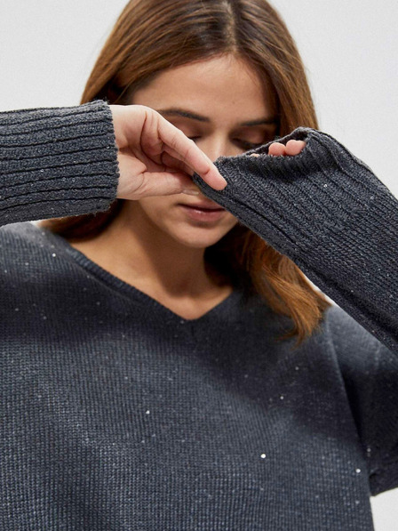 Moodo Сив дамски лъскав пуловер Moodo