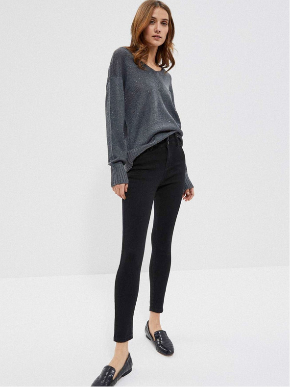 Moodo Сив дамски лъскав пуловер Moodo