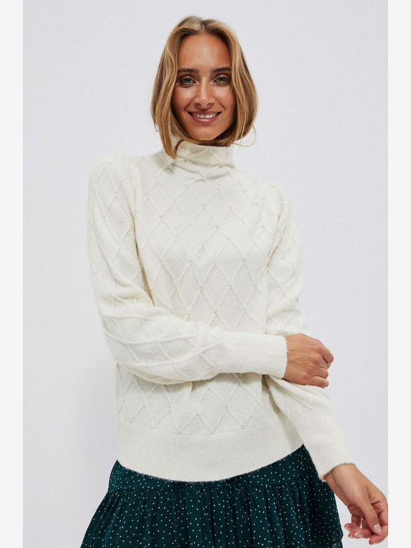 Moodo Кремав дамски пуловер Moodo