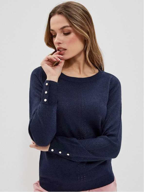 Moodo Тъмносин дамски пуловер Moodo