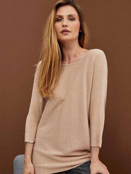 Moodo Бежов дамски пуловер Moodo