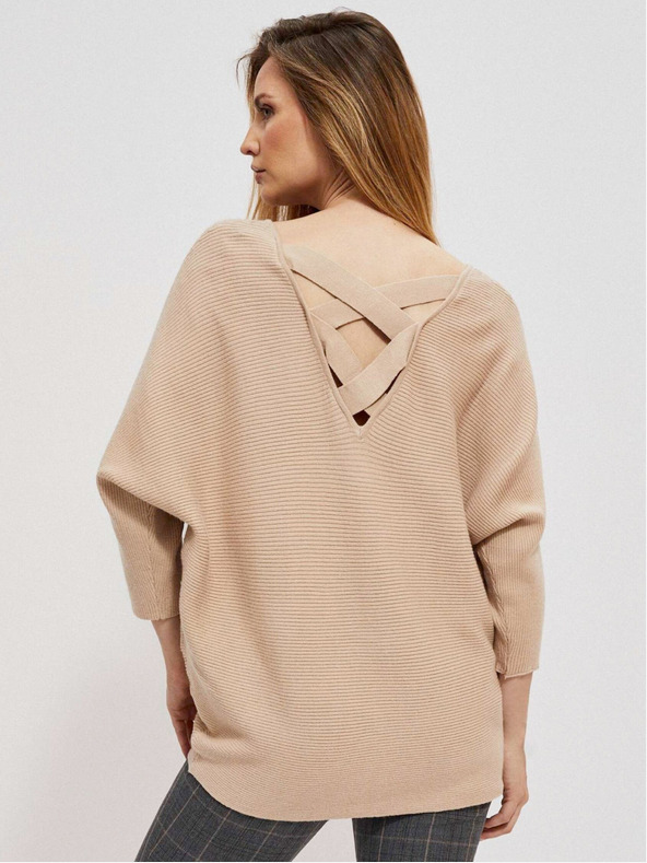 Moodo Бежов дамски пуловер Moodo