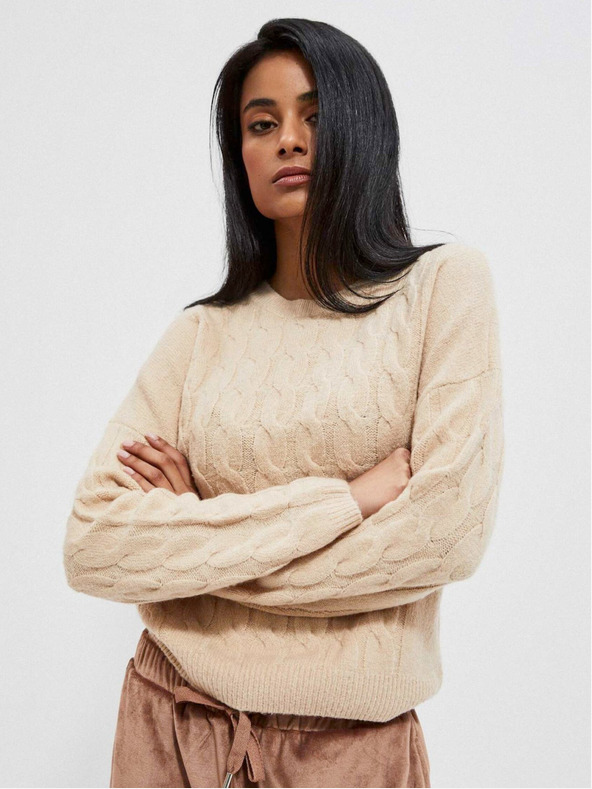 Moodo Бежов дамски пуловер Moodo