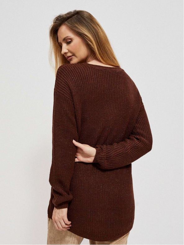 Moodo Кафяв дамски лъскав пуловер Moodo