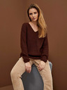Moodo Кафяв дамски лъскав пуловер Moodo