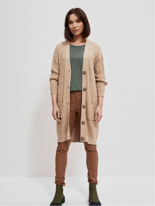 Moodo Бежова дамска дълга жилетка Moodo