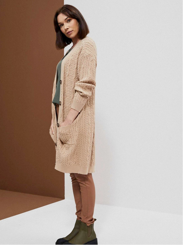 Moodo Бежова дамска дълга жилетка Moodo