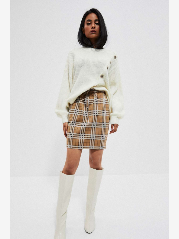 Moodo Кафява дамска карирана пола Moodo