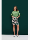 Moodo Бежово-зелена дамска пола на цветя с колан Moodo